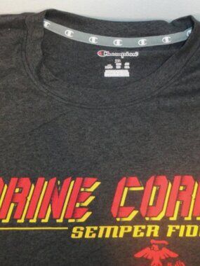 DISC U.S. MARINE CORPS SEMPER FIDELIS W/ EGA LS GRAY SHIRT MENS XL LD 7366